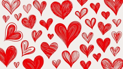 Heart doodles set. Hand drawn hearts collection. Romance and love illustrations.