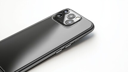 Realistic smartphone mockup with a triple camera setup and sleek design, isolated on white background