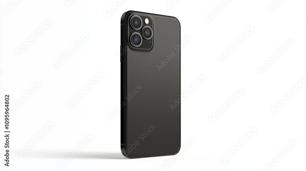 Poster realistic smartphone mockup with a triple camera setup, isolated on a white background for mobile ui