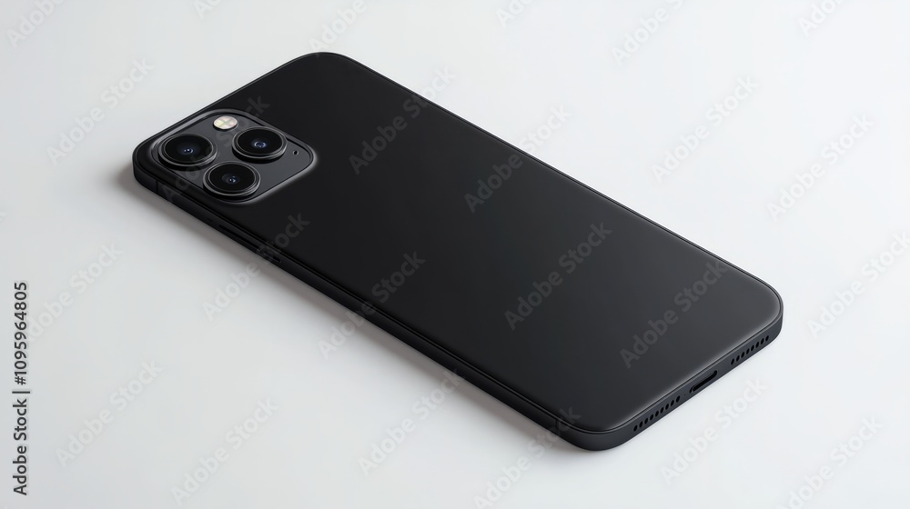 Poster realistic smartphone mockup with a triple camera setup, isolated on a white background for mobile ui