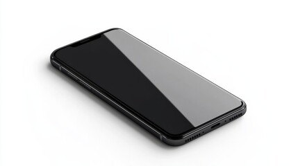 Realistic smartphone mockup with rounded corners and a sleek black finish, isolated on white background