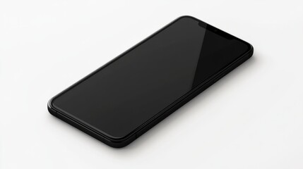 Realistic smartphone mockup with rounded corners and a sleek black finish, isolated on white background