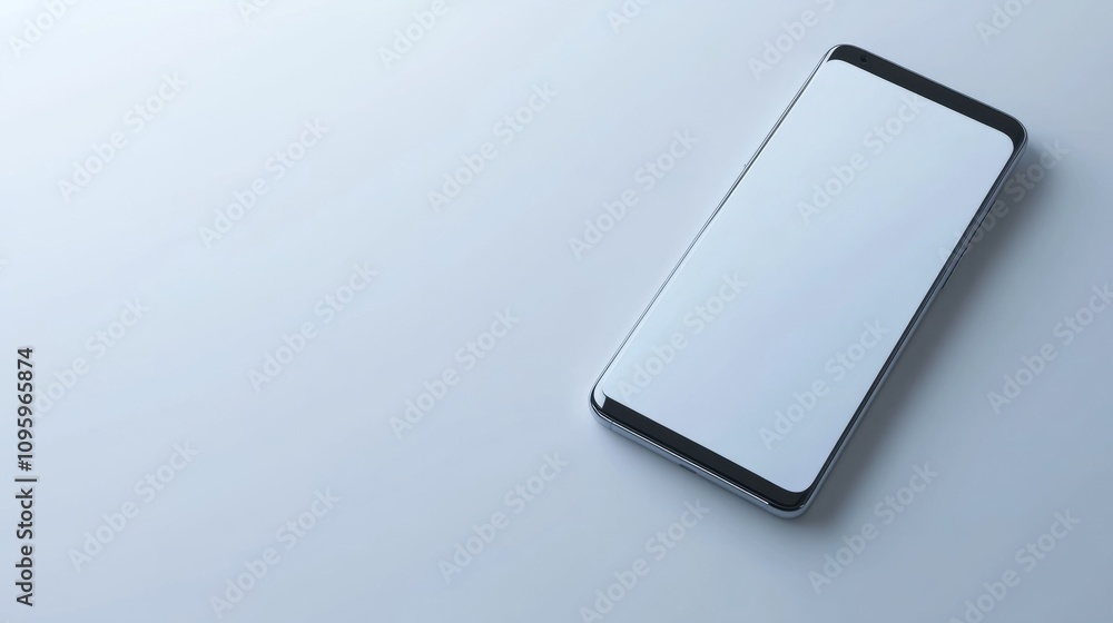 Poster realistic smartphone mockup with thin bezels, isolated on a white background, ready for a clean ui d