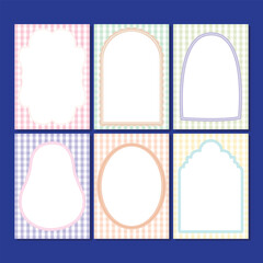 Colorful Flat box frame collection on checked pattern background