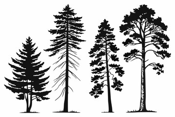 Minimalist Pine Tree Silhouettes Vector Art for Nature and Outdoor Themes

