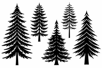 Fototapeta premium Minimalist Pine Tree Silhouettes Vector Art for Nature and Outdoor Themes