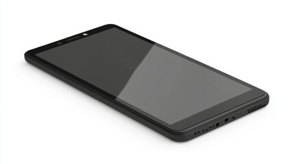 Vector smartphone in charcoal black, displayed on a white background, blank screen for UX presentation 