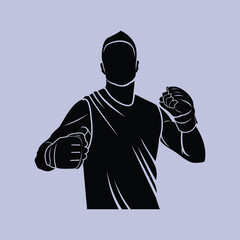 MMA Athlete Mixed Martial Arts Fighter Silhouette Vector