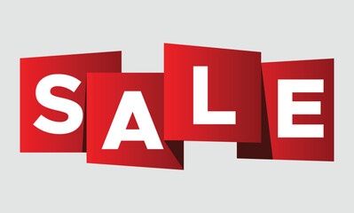 Bold red sale tag with block-style letters spelling 