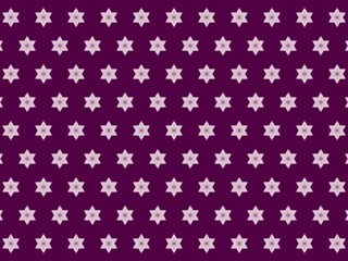 Seamless pattern of pale pink stars on a deep purple background.
