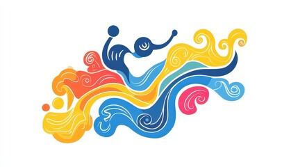 Fototapeta premium Vibrant Abstract Waves Illustration with Curved Forms and Spirals in Bright Colors Creating a Playful and Energetic Composition for Artistic Use