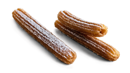 Three Sugar-Dusted Churros on White
