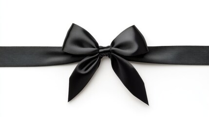 Black ribbon bow isolated on white