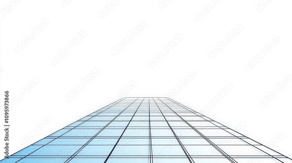 Poster abstract perspective of a modern glass building creating a unique architectural visual with minimali