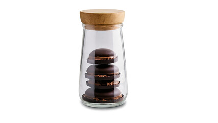 Wood-Lid Jar of Chocolate Sandwich Cookies
