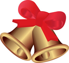 christmas bells with red ribbon