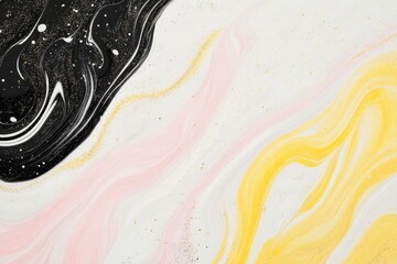 Elegant Marble Flow with Black, White, and Yellow Accents