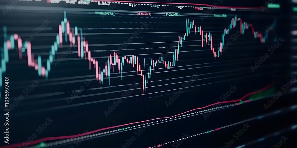 Aufkleber a close-up of a financial trading chart displaying market trends and data analysis.