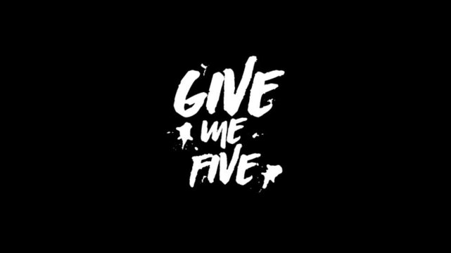 Give me five Text animation cartoon doodle hand drawing motion graphics clip template with colorful lights animation. HD resolution with hyper realistic 4K black Background.
