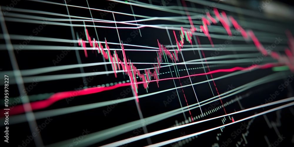 Poster a close-up of a financial chart displaying stock market trends and data analysis.