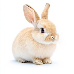 Obraz premium Closeup Macro Shot of Adorable Fluffy White Rabbit on Clean Background