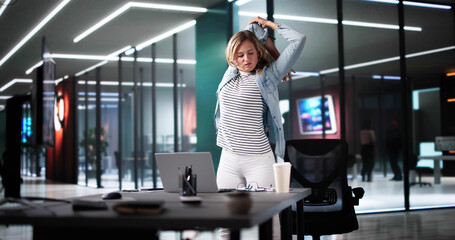 Arms Stretch Exercise Standing Near Desk