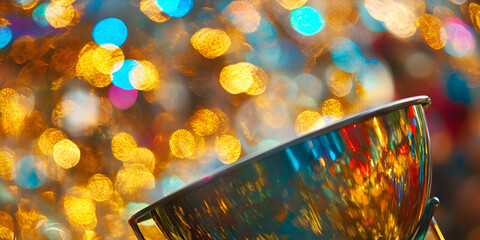 Close-Up of Blurry Colorful Bokeh with Reflective Surface