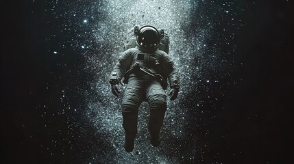 Fototapeta premium Astronaut floating in outer space, Earth visible in the background