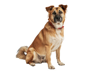 Calm Dog Sitting Peacefully Isolated on a Transparent Background