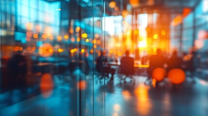 Fototapeta premium Business meeting during sunset in modern office space urban setting