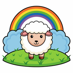 sheep with rainbow