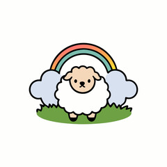 illustration of asheep with rainbow
