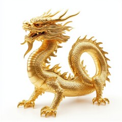 Gold Chinese Dragon, isolated on white background