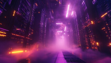 Neon Cityscape: A Futuristic Digital Art