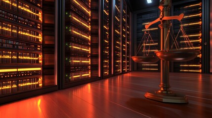 Data center operations showcase high-tech server room infrastructure image dynamic environment low angle view future technology concept