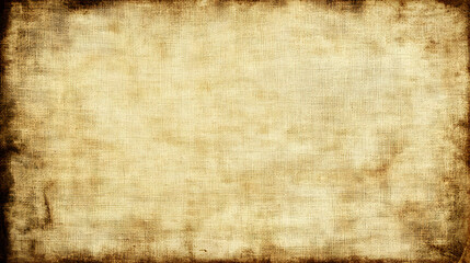Fototapeta premium Aged Canvas Texture: A Distressed, Beige Fabric Background with a Woven Pattern and Burned Edges, Ideal for Vintage Designs.