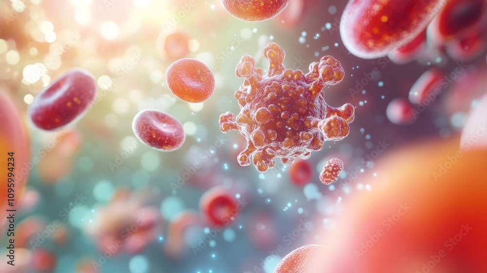 Poster virus attack simulation bloodstream digital artwork scientific visualization macro view infectious d