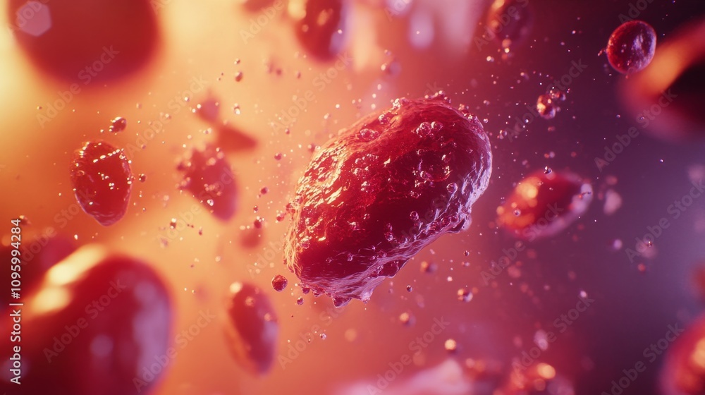Poster dynamic cellular activity microscopic environment scientific visualization colorful background abstr