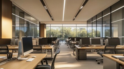 Modern office space design urban environment interior photography bright natural light contemporary style productivity focus