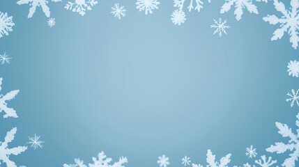 Snowflake border on blue background for winter design. For the winter season and Christmas holiday decoration or snowy festival celebration design elements.
For card, invitation, banner, cover.