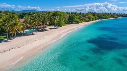 Relaxing beach day tropical paradise aerial view clear waters scenic landscape for ultimate getaway experience