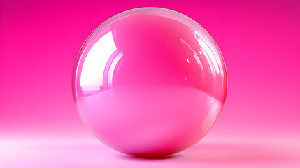 Obraz premium Pink Sphere 3D Render: Glossy Orb on Gradient Background
