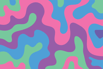 Psychedelic swirl groovy pattern.Groovy liquid background in trendy 70s, 80s style.Vector illustration