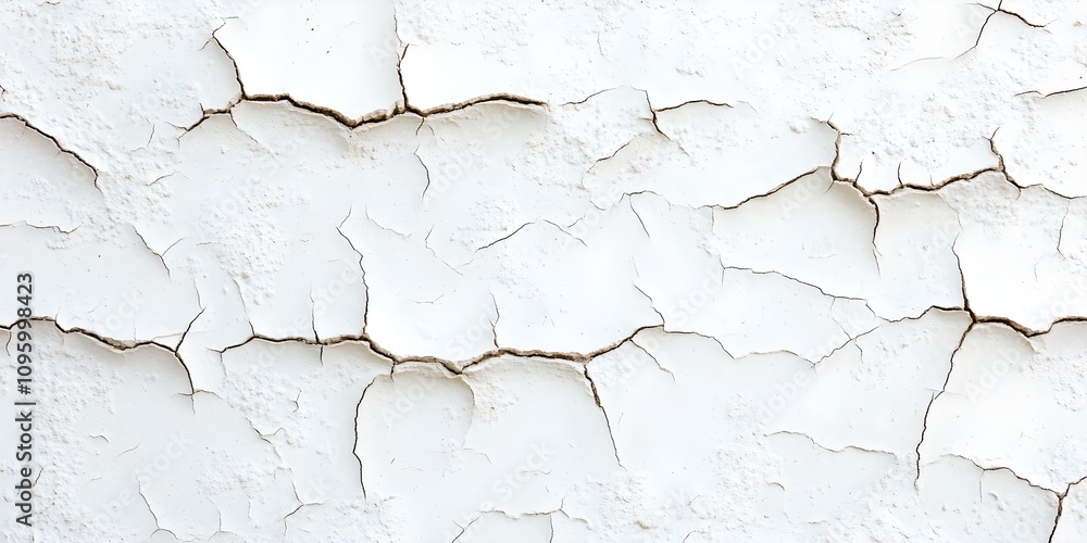 Poster a close-up view of a cracked white wall with visible fissures and a textured surface. concept cracke