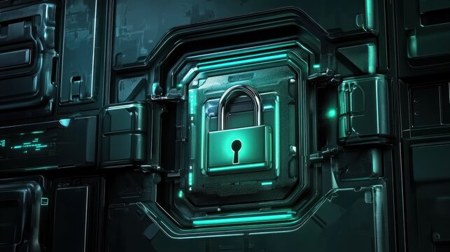 cybersecurity concept, user privacy security and encryption, secure internet access Future technology and cybernetics, screen padlock.