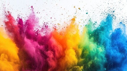 Fototapeta premium Vibrant rainbow powder explosion on white.