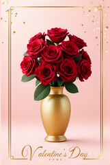 Luxury Valentine's Day Poster - Elegant Design with Roses and Gold Accents