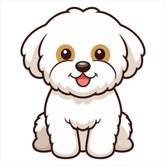 Obraz premium Cute Baby Cartoon Bichon Frise Vector Illustration Design 
