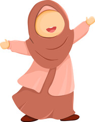 Muslim girl cartoon with happy smile