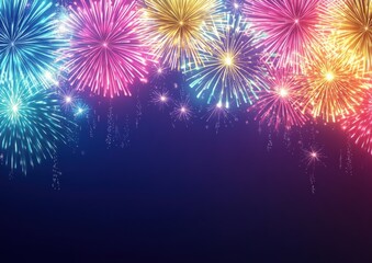 Colorful and Vibrant Fireworks Display Against a Dark Night Sky, Perfect for Celebrations, Festivals, and Special Occasions with Sparkling Explosions Illuminating the Atmosphere